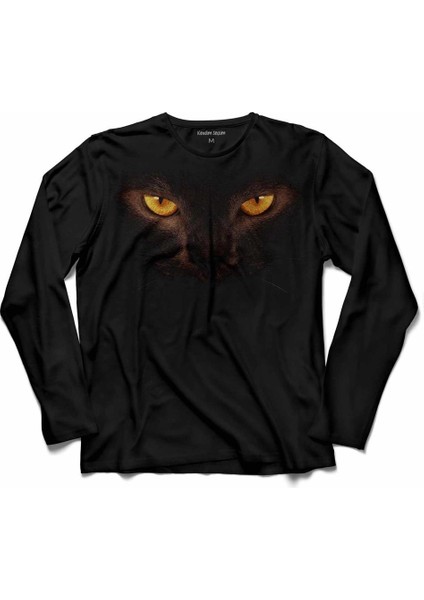 Black Cat Eye Kedi Göz Uzun Kollu Tişört