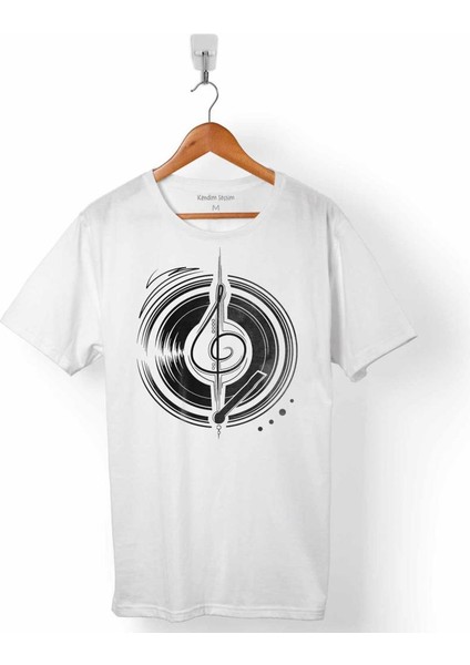 Müzik Cs Disk Dısc Sol Anahtarı Musıc Logo Erkek Tişört