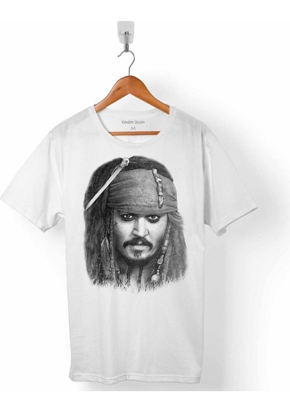 Johnny Depp Captaın Jack Sparrow Karayip Korsanları Erkek Tişört