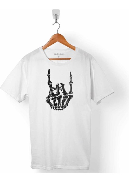Rockn Roll Symbol Rock Işareti Heavy Metal Skull Erkek Tişört