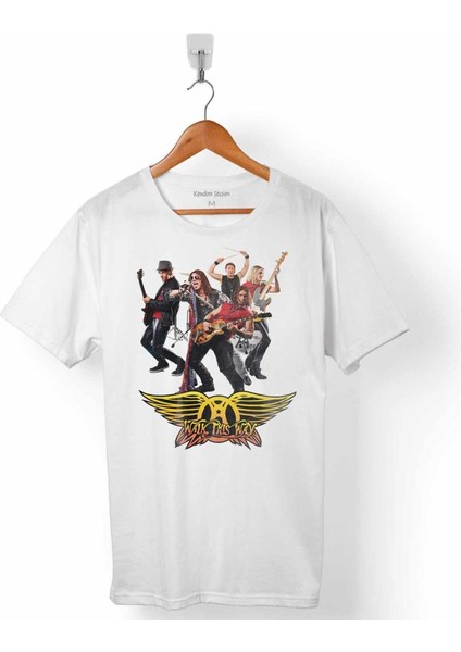 Aerosmıth Walk Thıs Way Steven Tyler Black On Black Erkek Tişört