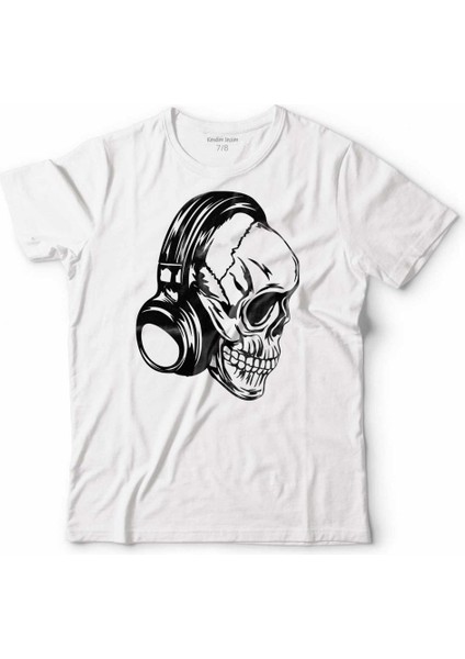 Skull Kuru Kafa Kulaklık Lısten To Musıc Erkek Tişört