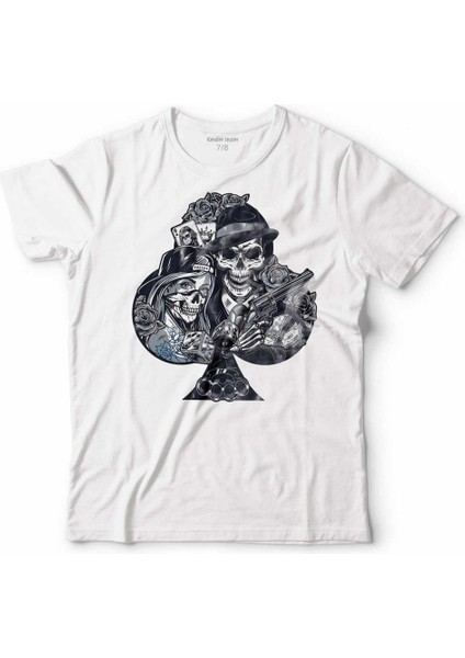 Chıcano Style Maça Kızı As Gungs Kuru Kafa Erkek Tişört