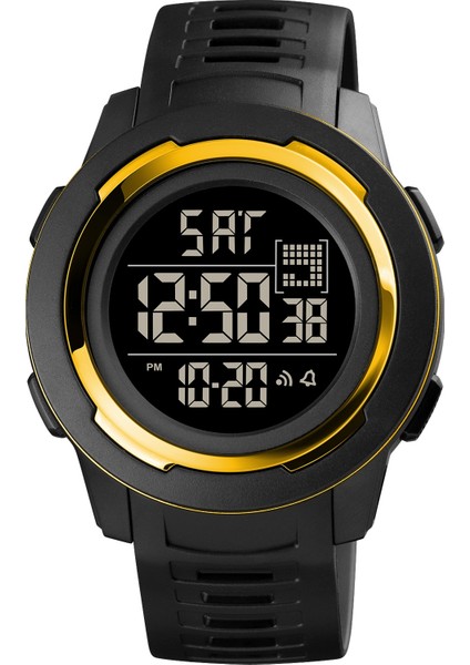 Skmeı 1731 Üçlü Yuvarlak Dial LED Çift Zamanlı Dijital Ekran Aydınlık Elektronik Izle (Altın ve Siyah) (Yurt Dışından)