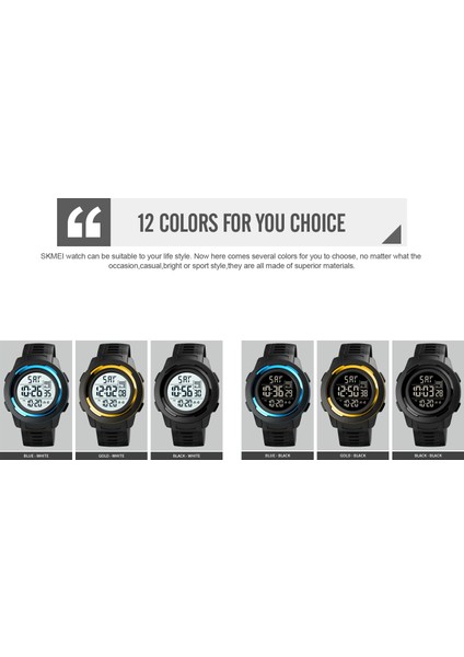 Skmeı 1731 Üçlü Yuvarlak Dial LED Çift Zamanlı Dijital Ekran Aydınlık Elektronik Izle (Altın ve Siyah) (Yurt Dışından)