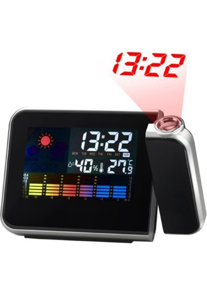 Çok Fonksiyonlu LCD Ekran Projeksiyon Çalar Saat - Siyah (Yurt Dışından)