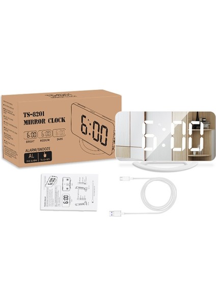 Çok Fonksiyonlu LED Makyaj Aynası Masası Clockblack) (Yurt Dışından) modelleri