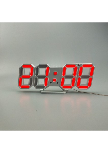 6609 3D Stereo LED Çalar Saat Oturma Odası 3D Duvar Saati, Renk: Kırmızı (Yurt Dışından)