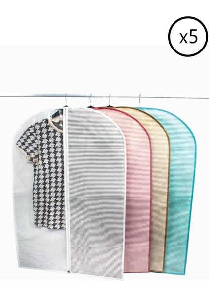 5 Adet Lüks Pencereli Elbise Kılıfı Büyük Boy 62 x 130 cm