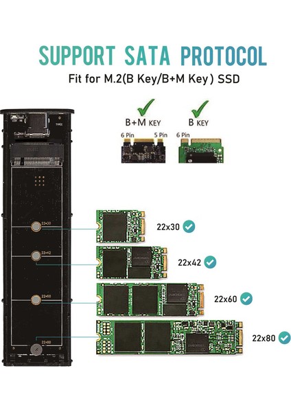 M.2 Ngff SSD 6 Gbps - USB 3.1 Tip-C Dönüştürücü Adaptör (Yurt Dışından)