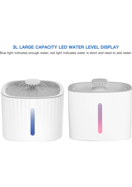 LED Evcil Hayvanlar Için Otomatik Su Sebili 3l LED Su Seviyesi (Yurt Dışından)