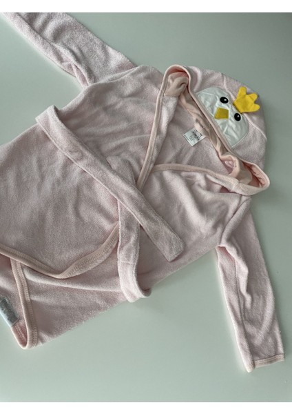 Pembe Civcivli Kız Bebek Bornozu