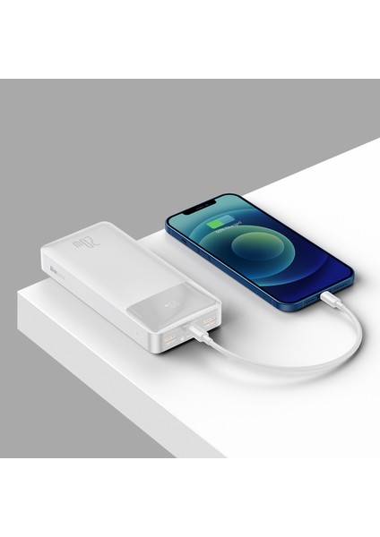 Bipow Dijital Ekranlı 20W 20.000 Mah Powerbank Beyaz