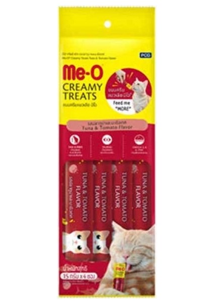 Me-O Creamy Treats Ton Balıklı ve Domatesli Kedi Ödülü 4X15GR