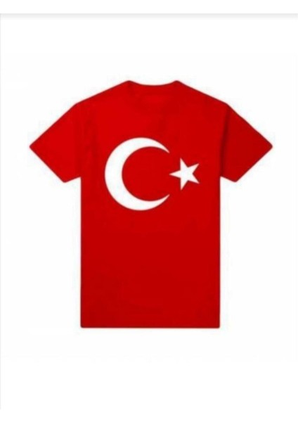 Kırmızı Çocuk Kısa Kol Ay Yıldız T-Shirt