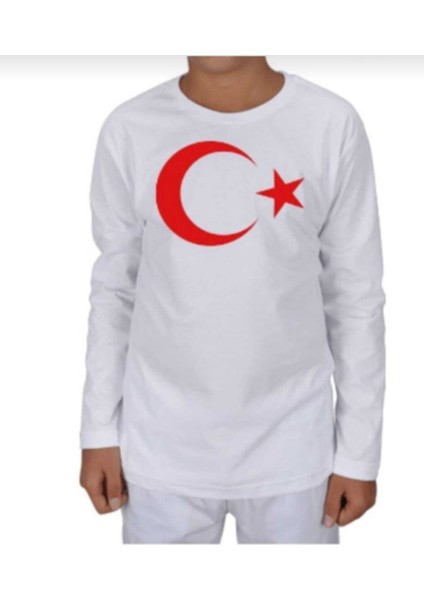 Çocuk Ay Yıldız Uzun Kol T-Shirt