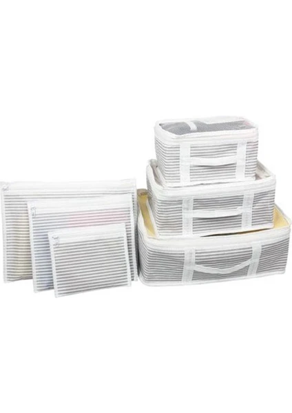 Ega Toptan Bavul Içi Düzenleyici Valiz  Organizer 6 Lı Set - Çizgili