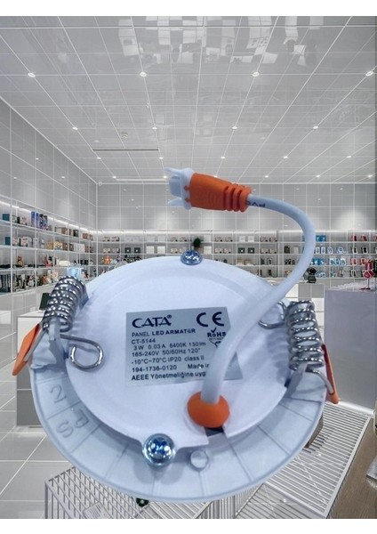 3 Watt Panel LED Armatür Sıva Altı Yuvarlak Ct 5144 Günışığı Sarı Işık 3200K Alüminyum Kasa