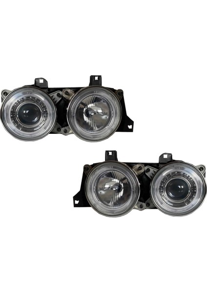 Bmw 5-7 Serisi E32 E34 Şeffaf Camlı Angel Far Seti
