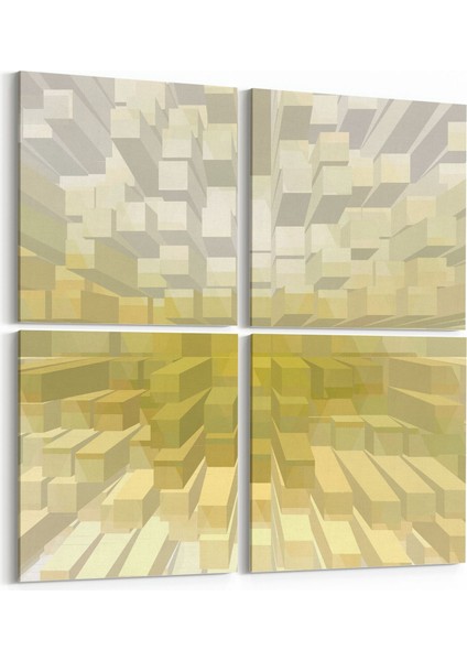 10045K4 Abstract 3 Boyut Görsel Kare 4'lü Kanvas Tablo