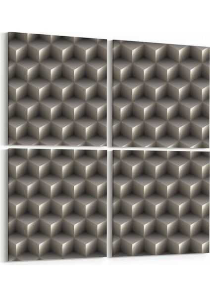 10055K4 Abstract 3 Boyut Görsel Kare 4'lü Kanvas Tablo