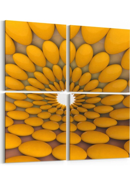 10221K4 Abstract Girdap Görsel Kare 4'lü Kanvas Tablo