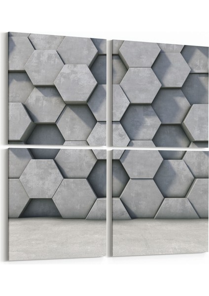 10020K4 Abstract 3 Boyut Görsel Kare 4'lü Kanvas Tablo