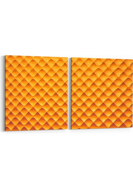 10033K2Y Abstract 3 Boyut Görsel Kare 2'li Yatay Kanvas Tablo