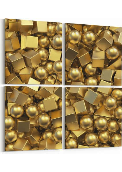 10019K4 Abstract 3 Boyut Görsel Kare 4'lü Kanvas Tablo