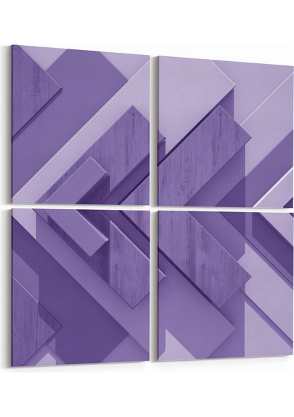 10043K4 Abstract 3 Boyut Görsel Kare 4'lü Kanvas Tablo