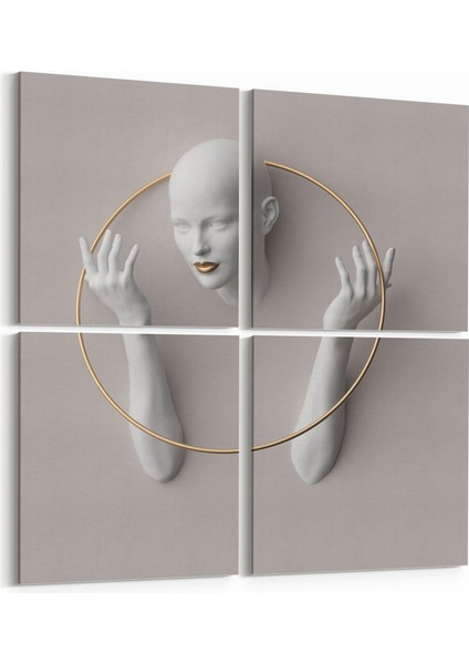 10006K4 3 Boyut Görsel Kare 4'lü Kanvas Tablo