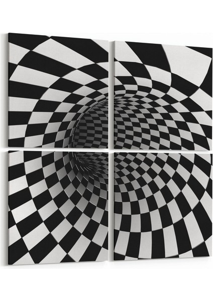 10219K4 Abstract Girdap Görsel Kare 4'lü Kanvas Tablo