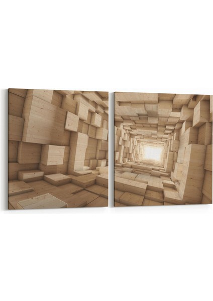 10244K2Y Abstract Girdap Görsel Kare 2'li Yatay Kanvas Tablo