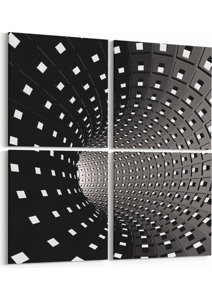 10249K4 Abstract Girdap Görsel Kare 4'lü Kanvas Tablo