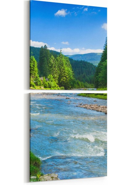 13425K2D Doğa / Manzara Görseli Kare 2'li Dikey Kanvas Tablo
