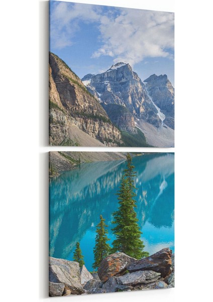 13727K2D Doğa / Manzara Görseli Kare 2'li Dikey Kanvas Tablo
