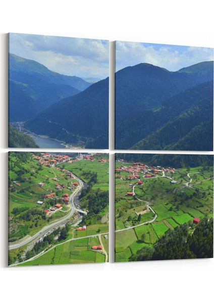 13985K4 Doğa / Manzara Görseli Kare 4'lü Kanvas Tablo