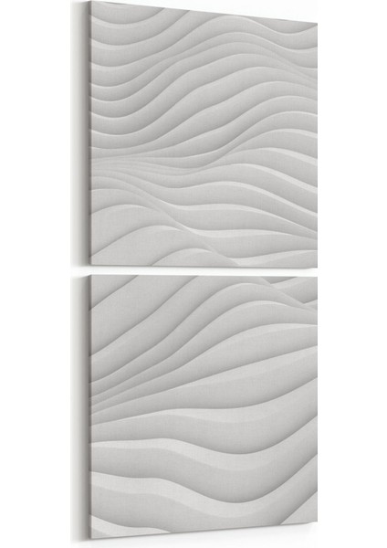 10463K2D Beyaz Kabartma Görseli Kare 2'li Dikey Kanvas Tablo