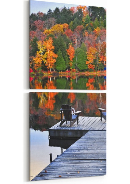 13997K2D Doğa / Manzara Görseli Kare 2'li Dikey Kanvas Tablo