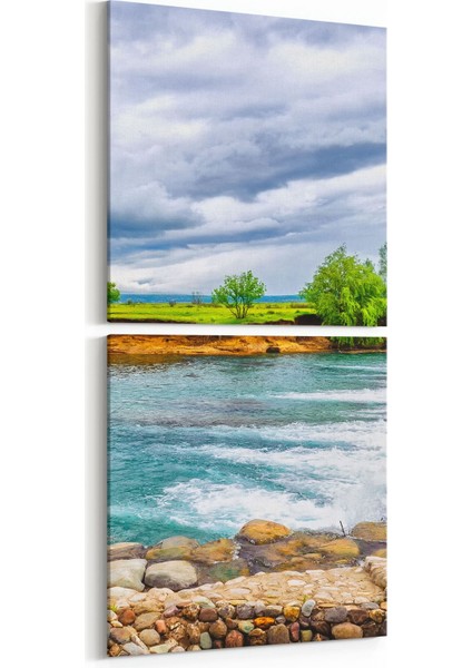 13835K2D Doğa / Manzara Görseli Kare 2'li Dikey Kanvas Tablo