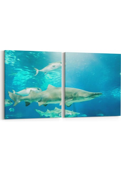 12896K2Y Deniz / Okyanus Görseli Kare 2'li Yatay Kanvas Tablo