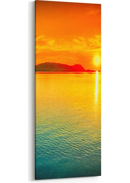15940DI Günbatımı Görseli Dikey Ince Kanvas Tablo