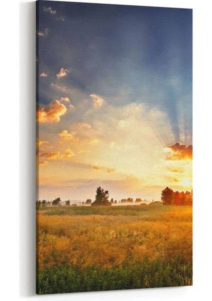 15922DD Günbatımı Görseli Dikey Dar Kanvas Tablo