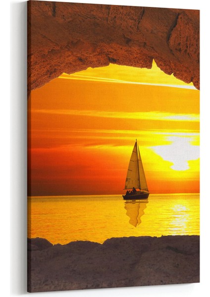 15897D Günbatımı Görseli Dikey Kanvas Tablo