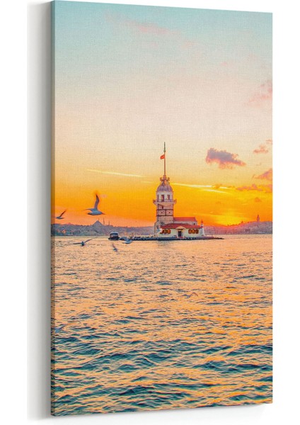 15953DD Günbatımı Görseli Dikey Dar Kanvas Tablo
