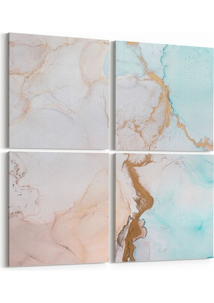 16680K4 Mermer Desen Görsel Kare 4'lü Kanvas Tablo
