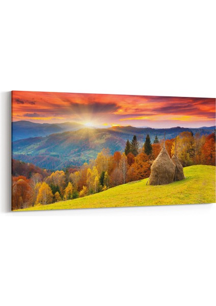 15918YD Günbatımı Görseli Yatay Dar Kanvas Tablo