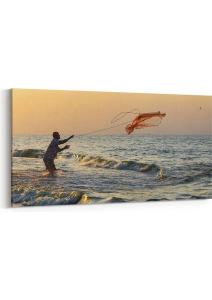 15983YD Günbatımı Görseli Yatay Dar Kanvas Tablo