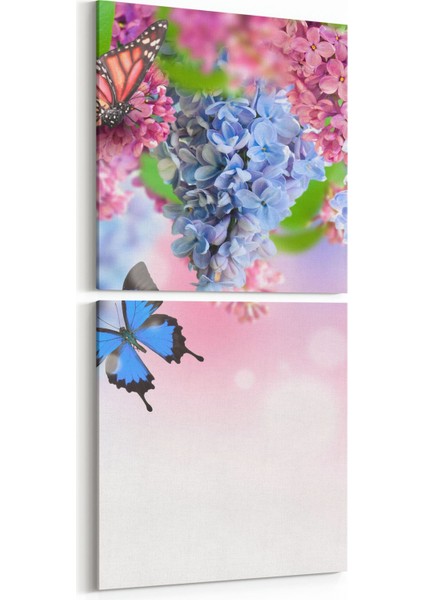 11755K2D Orkide Çiçek Görseli Kare 2'li Dikey Kanvas Tablo