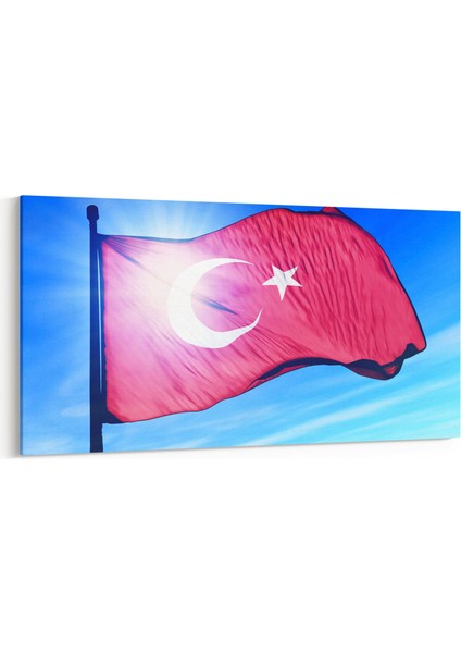 17536YD Türk Bayrağı Görseli Yatay Dar Kanvas Tablo